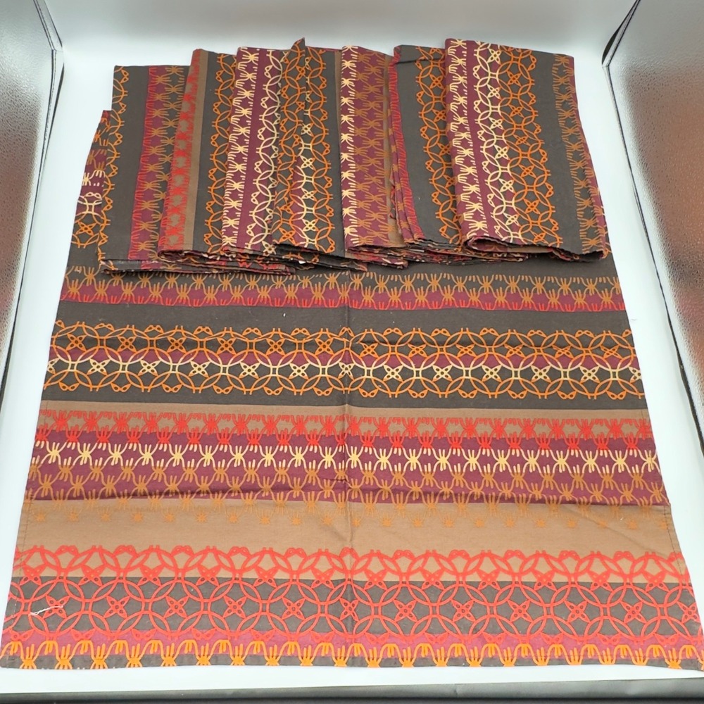 Crate & Barrel Marguerite Henna Cotton Napkins Set of 8 Boho Geometric 21x21